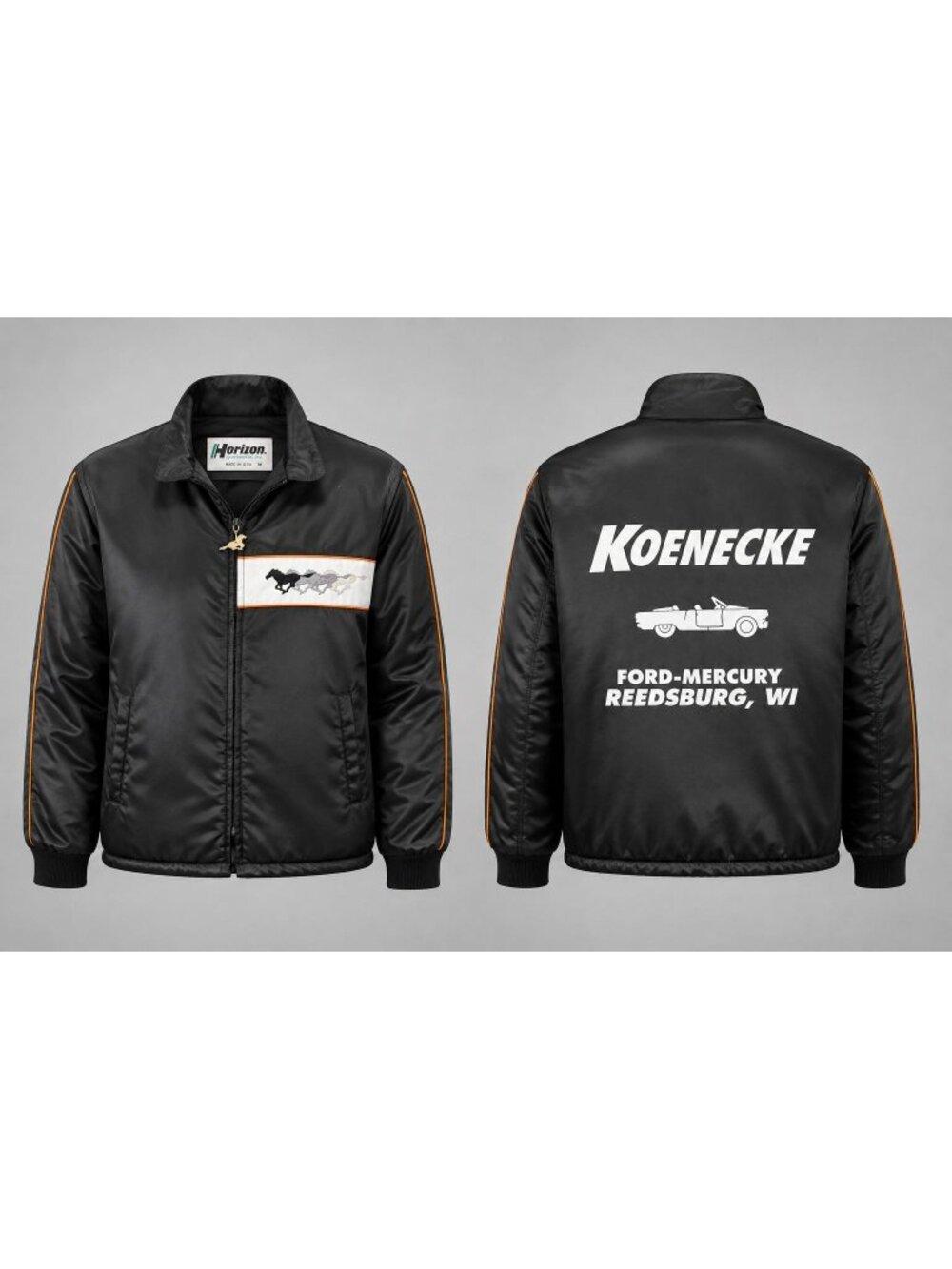 Horizon Mustang Mens Medium Jacket VINTAGE w Embroidered Ford Graphics USA Made
